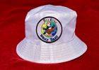 Happy Puffin Patch on White Bucket Hat