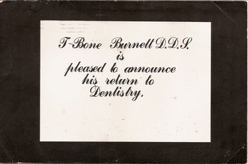 Invite to T Bone Burnett show, 1982
