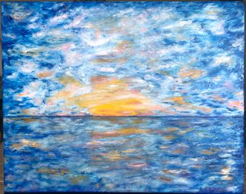 "Blue Sunset," $250, acrylic on canvas, 16" x 20"
