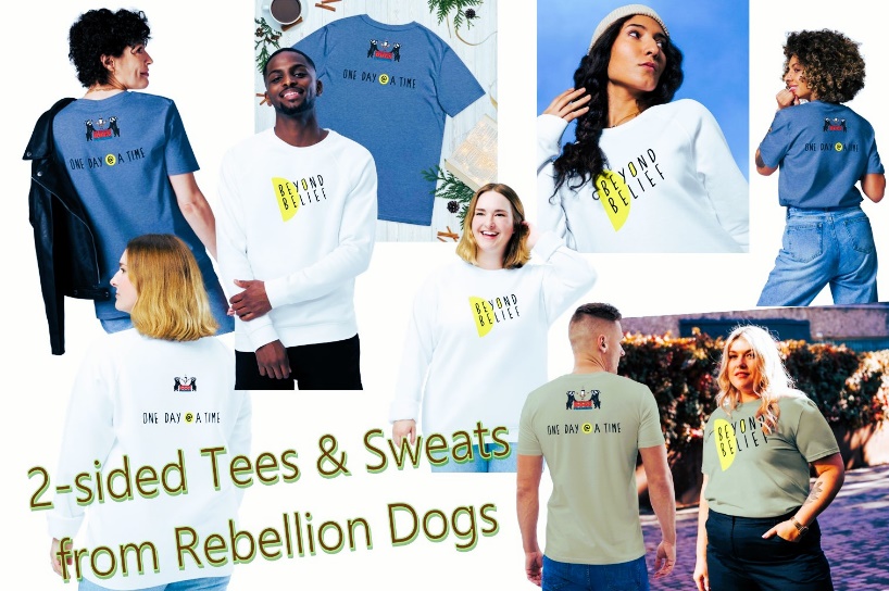 A collage of several people wearing t-shirts

Description automatically generated