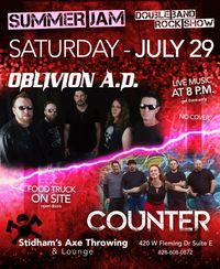 FREE SHOW! Counter, Oblivion A.D. at Stidham's Axe-Throwing and Lounge