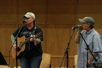Opal Justice & co-writer, Janet Ethington, S.A.F.E. family share of songs written at the veteran/songwriter retreat, 2014.

