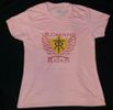 Romans Road women's pink shirt with Eph 6:16 on back