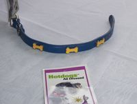 Collar 12"L 1/2"W  (Navy blue leather with metal yellow bones)
