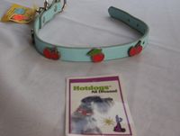 Collar 18"L 1/2"W  (Baby blue leather with red metal cherries)
