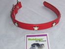 Collar 16"L 3/4"W  (Red leather with white metal stars)