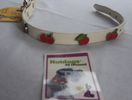 Collar 18"L 1"W  (White leather with red metal cherries)