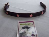 Collar 18"L 1"W  (Dark purple leather with pink stars)