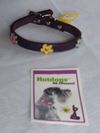 Collar 12"L  1/2" W (Dark purple leather with multi colored metal flowers)
