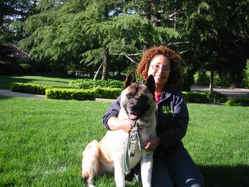 This Akita wears Prada! Ella (aka Yumi), rubs elbows with the rich & famous, negotiating sales & closing deals! Thanks Lynne, for loving her and giving her a job!
