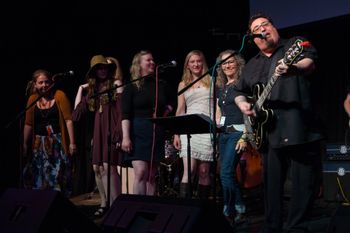 "Thank You" at Third Avenue Playhouse - Rob Atwood with Carley Baer, Genevieve Heyward, Jenny Bienemann, Marja Johnson, Emma Bee, Cathy Grier - photo by Teresa Young
