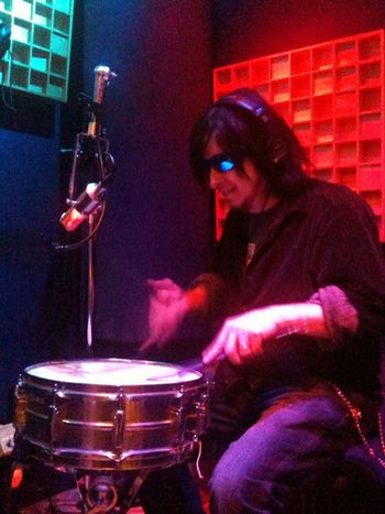 Playing drums in the studio for James Lewis
