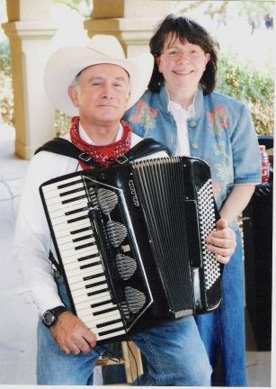'Flapjack Phil' & 'Pancake Patty' Ste.Marie, This husband and wife team have been members since 2007. Phil sings and plays the accordion, and has written several Gospel songs, and Patty joins in on those romantic cowboy songs. They make a great duo and a cute couple - been married 53 years now!
