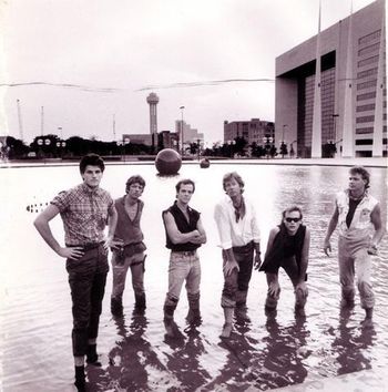 1982 Tribe band photo in water in front of Dallas City Hall. Seemed like a good idea at the time!
