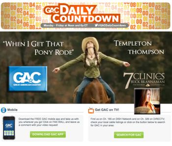 we made it into the Top 10 in GAC's Daily Countdown all the while being a completely independent project!!:)
