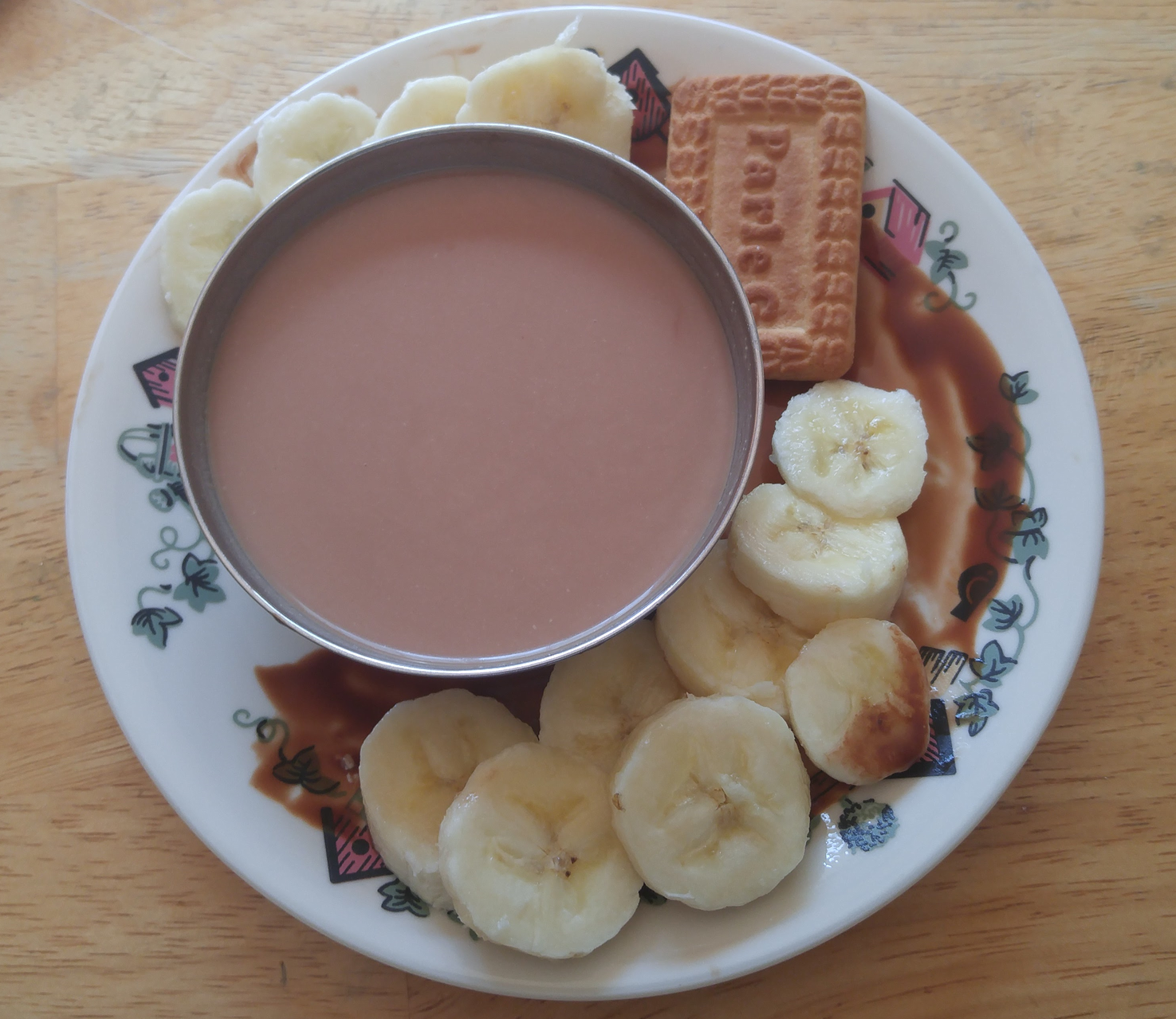 Strong Tea, Parle-G, Banana on a plate