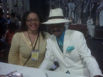 Tracey Whitney with Larry Graham at the 2012 NAMM convention

