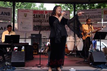 Tracey Whitney in concert with Calvin Appleberry and Stephen Williams at the Santa Fe Bandstand, July 15, 2015
