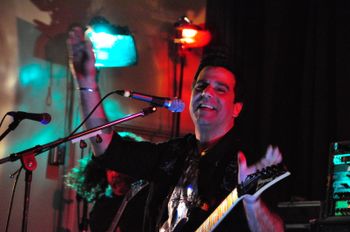 Gene O. performing at his Tiffany rock band reunion party
