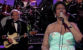 Playing guitar for Aretha Franklin on the Letterman show.
