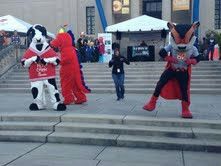 Mascots getting down before the walk took place. Richmond VA.
