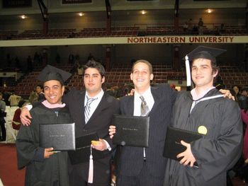 Juan Uribe, Paul Rubinstein, Lucas Vidal during graduation ceremony at Berklee College of Music
