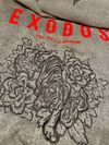 Exodus PDCM Embroidered Flower Tiger Track Acid Wash Hoodie Grey
