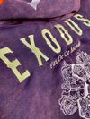 Exodus PDCM Embroidered Flower Tiger Track Acid Wash Hoodie Bluey Purple