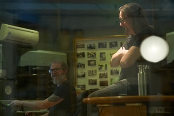 Paul "Win" Winstanley and yours truly in the control room at The Pool studios during the recording of the 2nd TBelly album "I Never Want To See Me Again"

