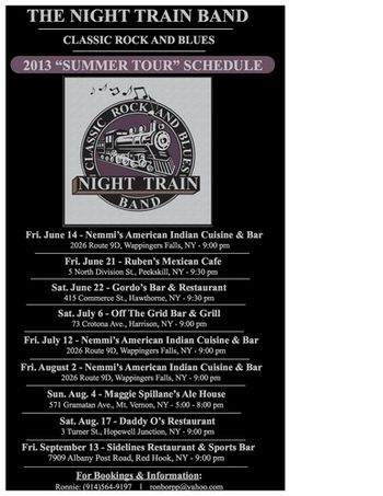 NIGHT TRAIN 2013 "SUMMER TOUR" SCHEDULE AD
