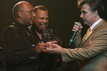 Grammy Award Winning Disco Group Tavares is presented with the Miami Disco Fever Life Time Achievement Award by Charlie Rodriguez
