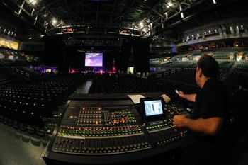 Miami Disco Fever concert sound board perspective minutes before the doors opened. Produced by: Charlie Rodriguez Live Entertainment
