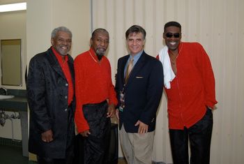 THE TRAMMPS Back Stage at MIAMI DISCO FEVER with Producer Charlie Rodriguez at Miami Disco Fever.
