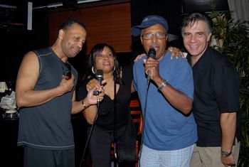 Tavares Brothers, Donna Allen and Charlie Rodriguez sing "More Then A Women" at Charlie's Birthday Dinner.
