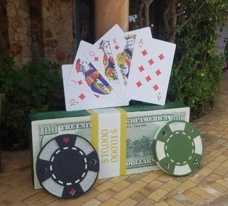 6' Money Stack with Cards and Chips