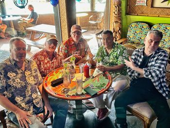Tiki summit with (left to right) Darren Long, Milton Moai, Rory Snyder, Marty Lush and Skip Heller.
