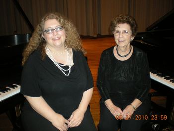 Tracey and her mother, Eloise Phillips recording their Two-Gether Piano Duet CD
