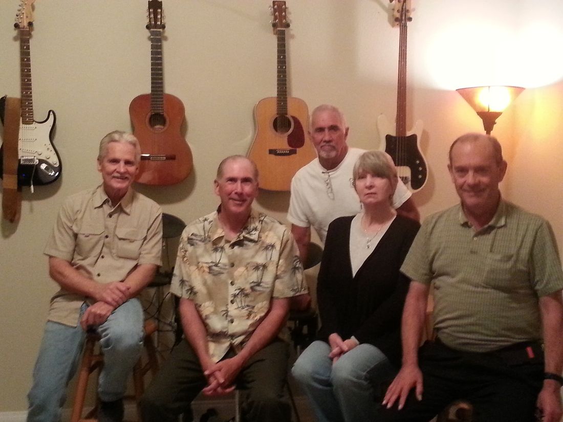 Surviving Beggars Keep Reunion 2015. Left to right: Jim Buxton, John Lauterjung, John Kimmitt, Carol Morrow, Floyd (Buz) Quarels
