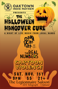 LIVE MUSIC: Cartoon Violence, The Real Numbers, + Dead Cat Hat