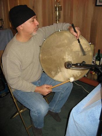 Percussinionist John Arrucci records for Pamela Sklar's 2nd CD at Sliding Door Studio 2012.
