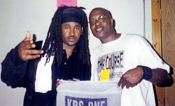 Hip Hop Reggae Artist MADLION after KRS-ONE interview. He designed the promotional  KRS ONE towel I was holding. I had gotten the towel from the Record Label.
