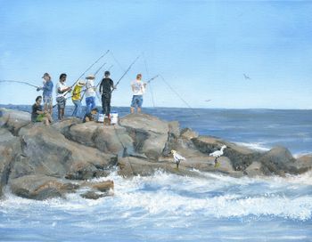 Jetty Fishing
Acrylic on Canvas 18" x 14"
