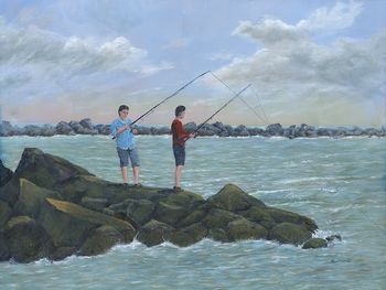 Fishing the Jetty...
Acrylic on Canvas  40" x 30"
