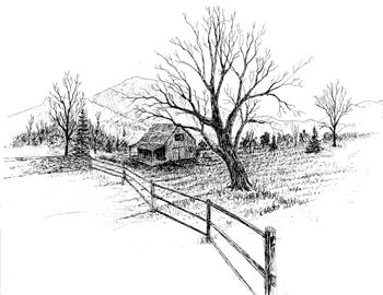 Fence and Farm...
Pen and Ink  11" x 8.5"
