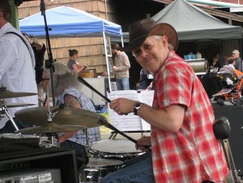 Chas 'brushes up' on his drumming at the Wedgwood Arts Festival (2012).
