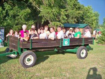 We have a wagon built specifically for hay rides. We use this wagon to shuttle groups across the creek and back to our south pasture for that portion of the "Roxy Ministry Retriever Demos" that require a little more area. The south pasture area also has three Technical Retriever Training Ponds on it.
