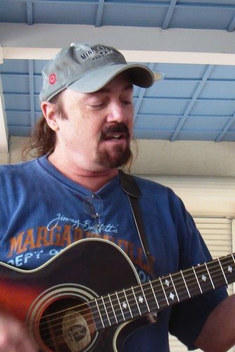 This is Dan Lund, singing lead guitarist and substitute player. Played in "Sky Blue Water Boys" band and still plays with "Becky Thompson and Old School". Does Johnny Cash better than Johnny did. Leader of "Buffaloaf"
