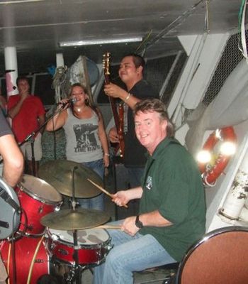Crew party on drums

