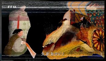 “Hell Screen (地獄変, Jigokuhen)”

54" x 31" egg tempera on masonite board, 2023
