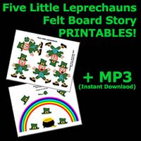 Five Little Leprechauns PRINTABLE Board Story with MP3 Song by Peter Apel
